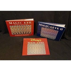 Vintage MAGIC EYE Books I,II & Disney Edition- 3D Illusions SET OF 3